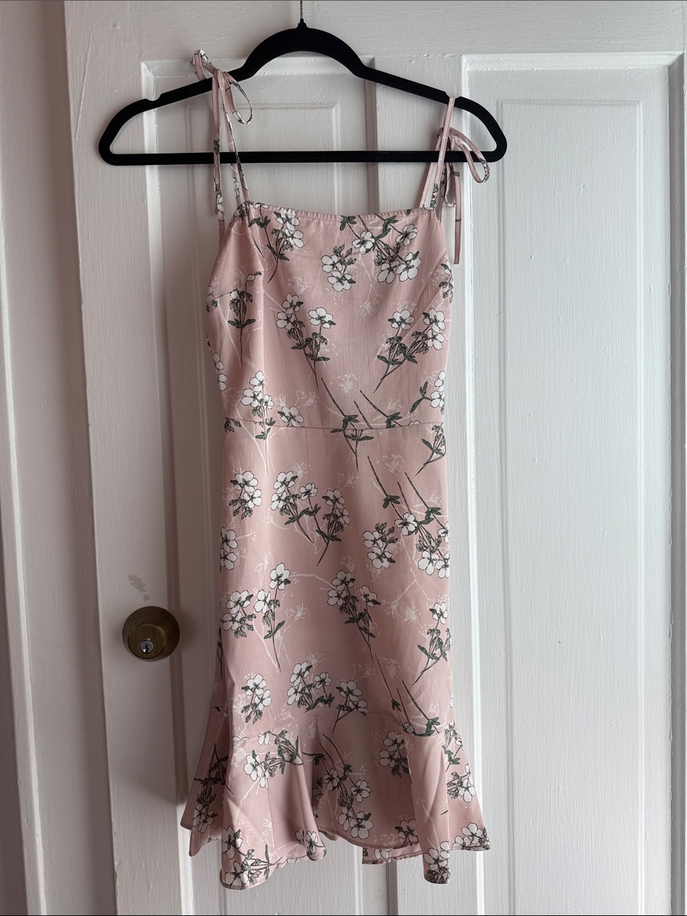 Elegant Pink Floral Tie-Strap Slip Dress
